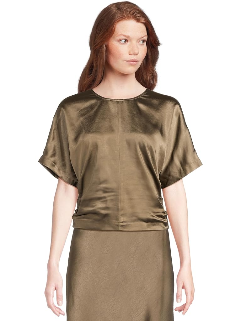 Brown Lilla P Satin Dolman Short Sleeve