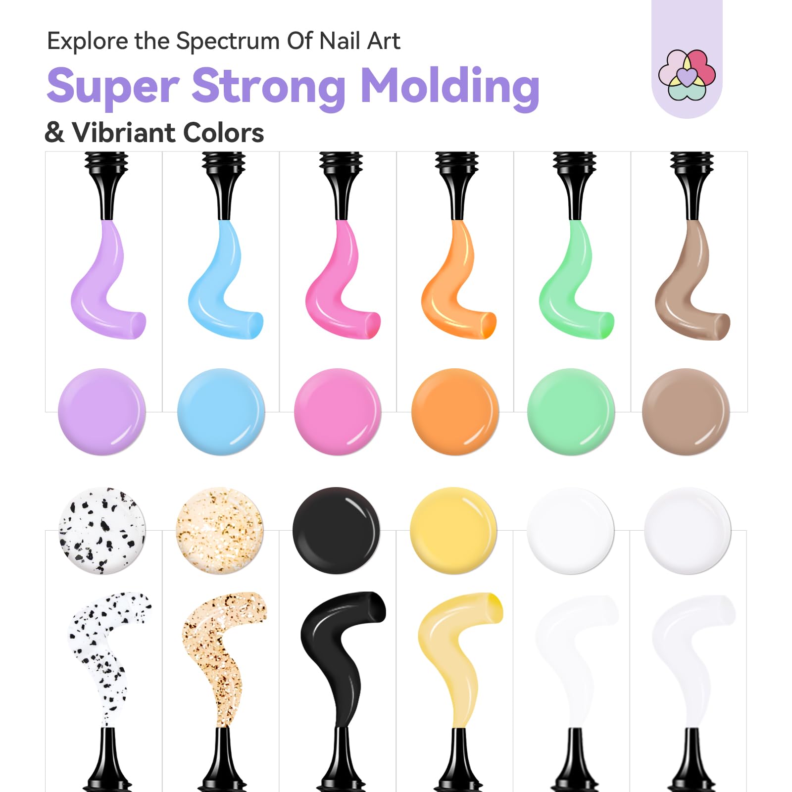 SAVILAND Pro 3D Nail Gel Kit 12 Color Super Strong Molding 3D Sculpting Gel Set No Wipe 3D Sculpting Nail Art for Manicure Set for Home Nail Salons DIY - Image 4