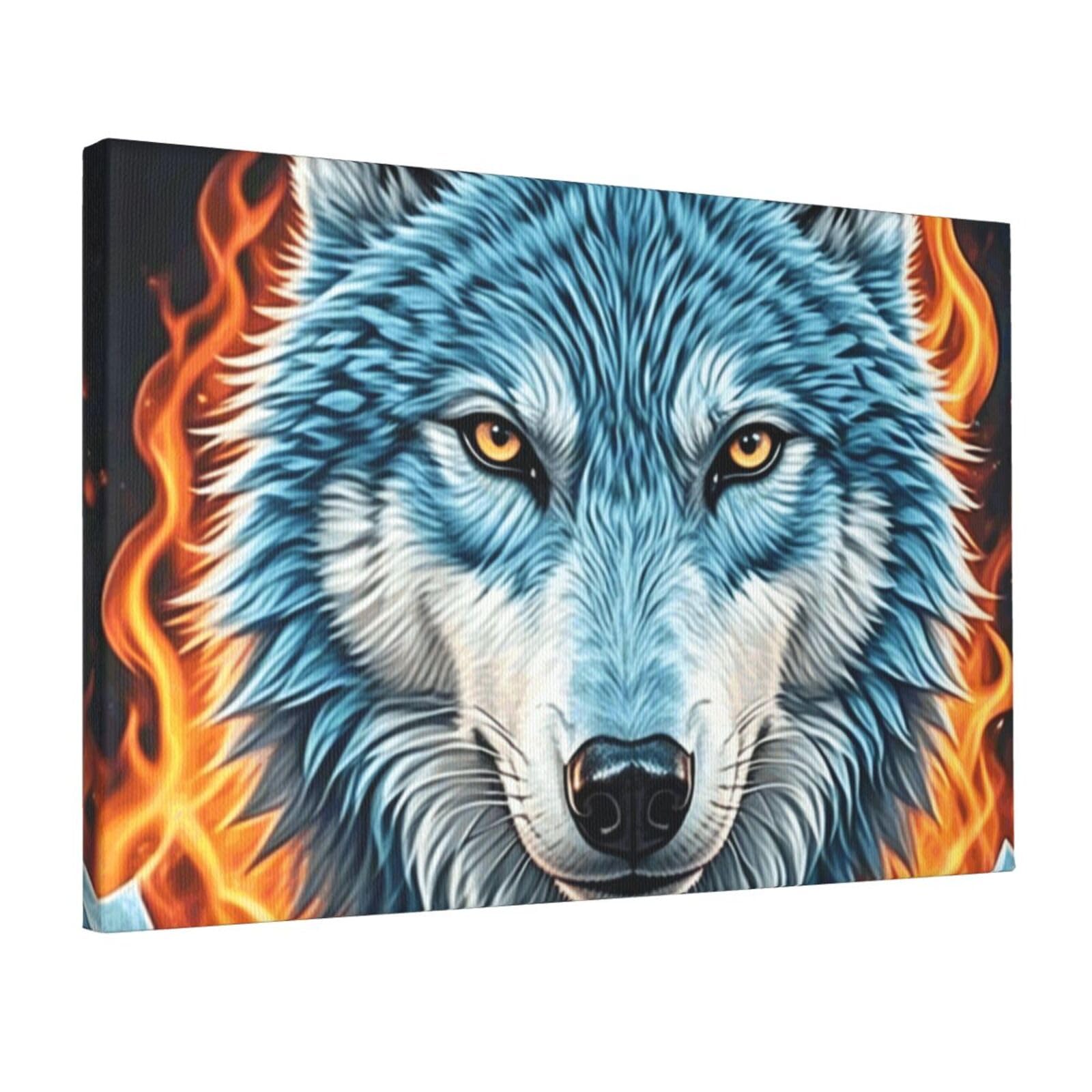 Fodpand Wolf Unframed Canvas Wall Art,Modern Posters Print Wall Decor Canvas Oil Painting For Bedroom Living Room Bathroom Wall Hanging Artwork Ready To Hang 12"X18"