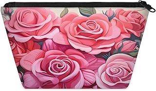 KOBLEN Blush Pink Roses Small Cosmetic Bag fo...