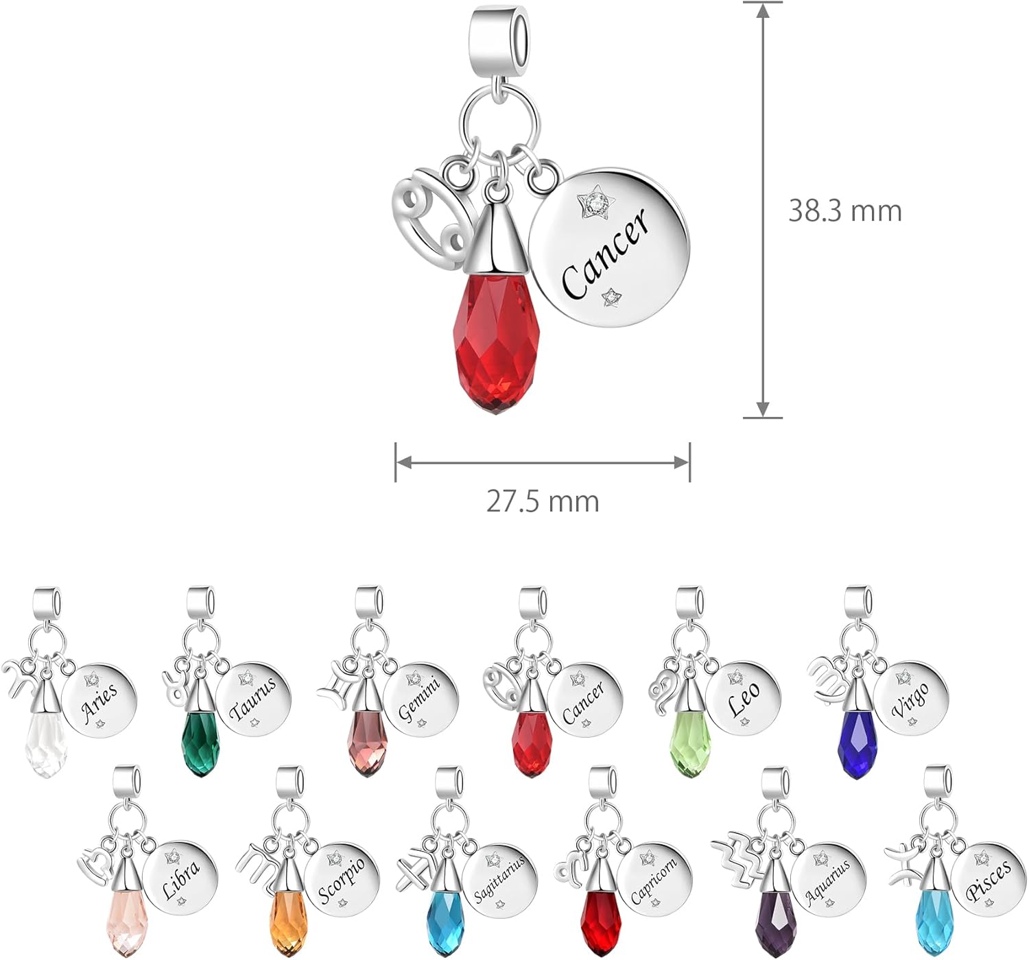 Birthday Birthstone Zodiac Sign Charm Compatible with Pandora Charms Bracelets for Women - Image 2