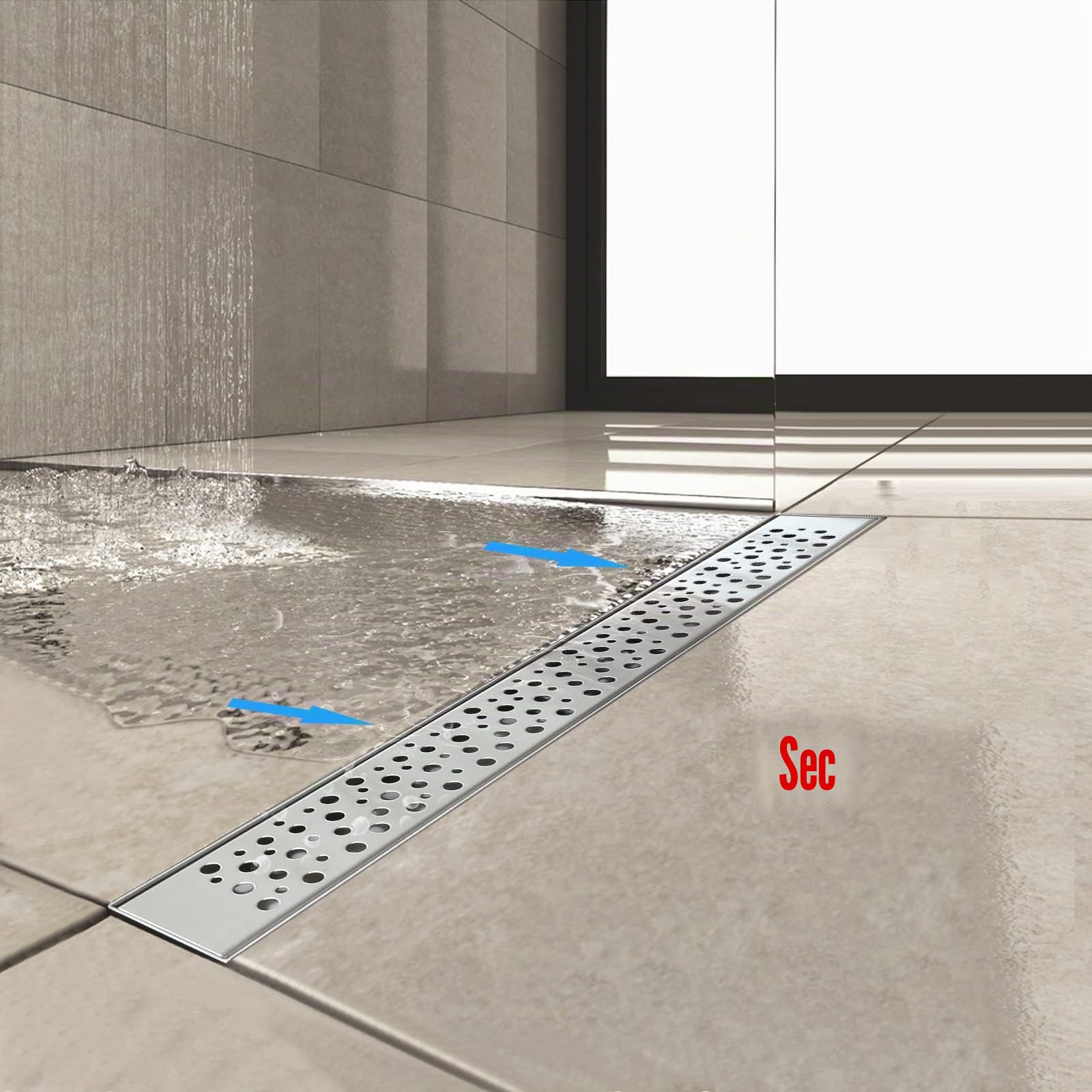 Caniveau Douche Italienne, Bulles Caniveau Douche 100 cm, Caniveau Douche en Acier Inoxydable avec Siphon et Filtre