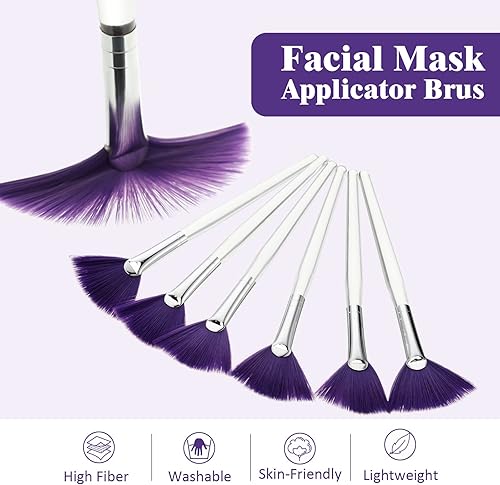 Miniatura 32 de Maitys 6 pinceles de máscara de abanico, herramientas aplicadoras de máscara facial con ventilador suave, brochas de maquillaje, herramientas