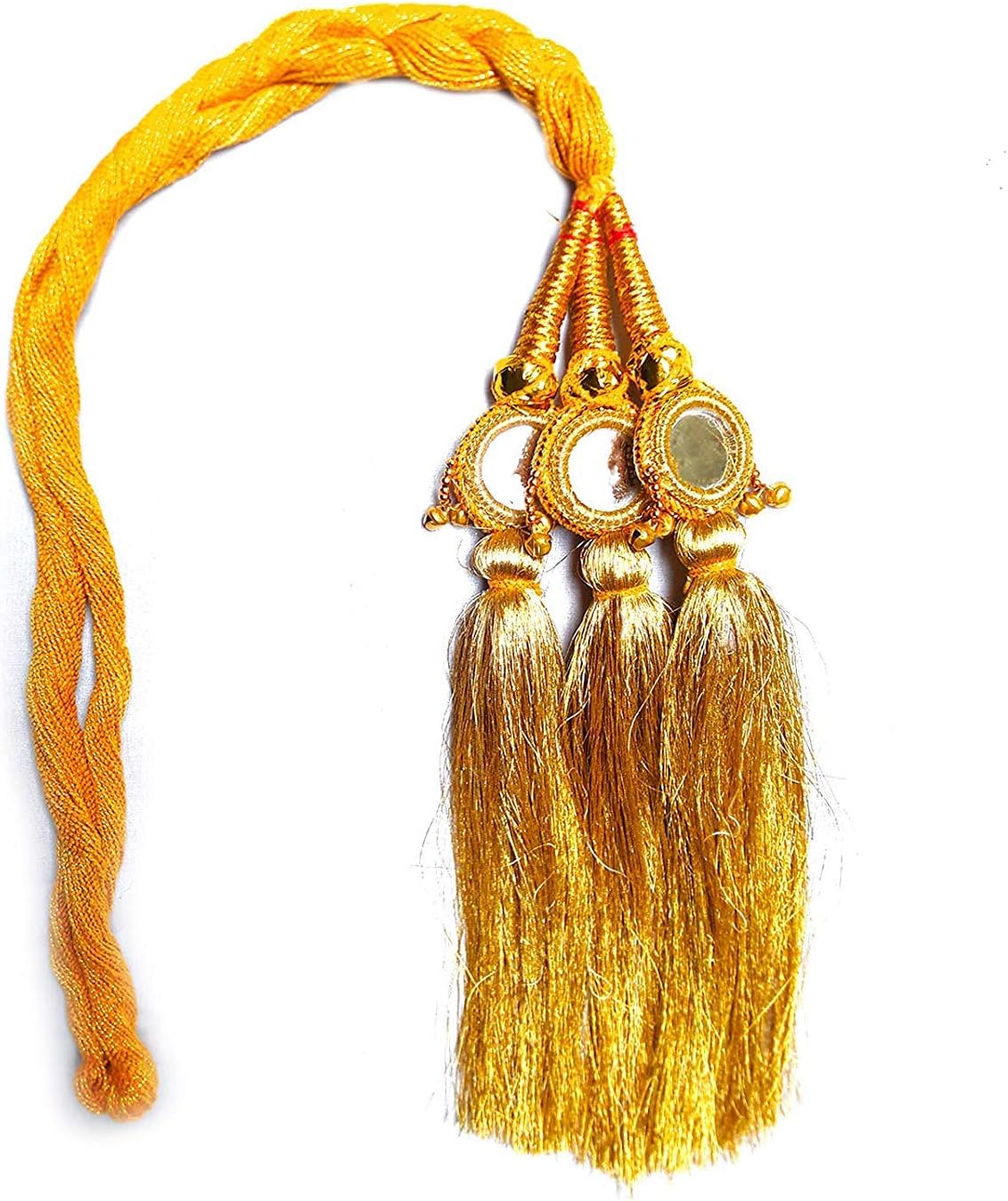 Paradise® Punjabi Hair Parandi Paranda for Women & Girls 30" Long Braid Hair Extension Traditional Braid Decoration for Party, Wedding & Festivals Hair Accessory(Full Golden)