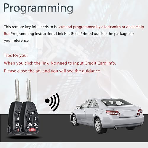 Miniatura 4 de Llavero de entrada sin llave compatible con Chrysler Town & Country Dodge Grand Caravan 2004 2005 2006 2007 Reemplazo de control remoto 05183683AA