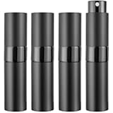 8ML Refillable Perfume Spray Bottles - Travel Atomizer Set with Removable Inner Bottle, Portable Leak Proof Lightweight Sprayer for Fragrances, Essential Oils (Matte Black 4 Pack)
