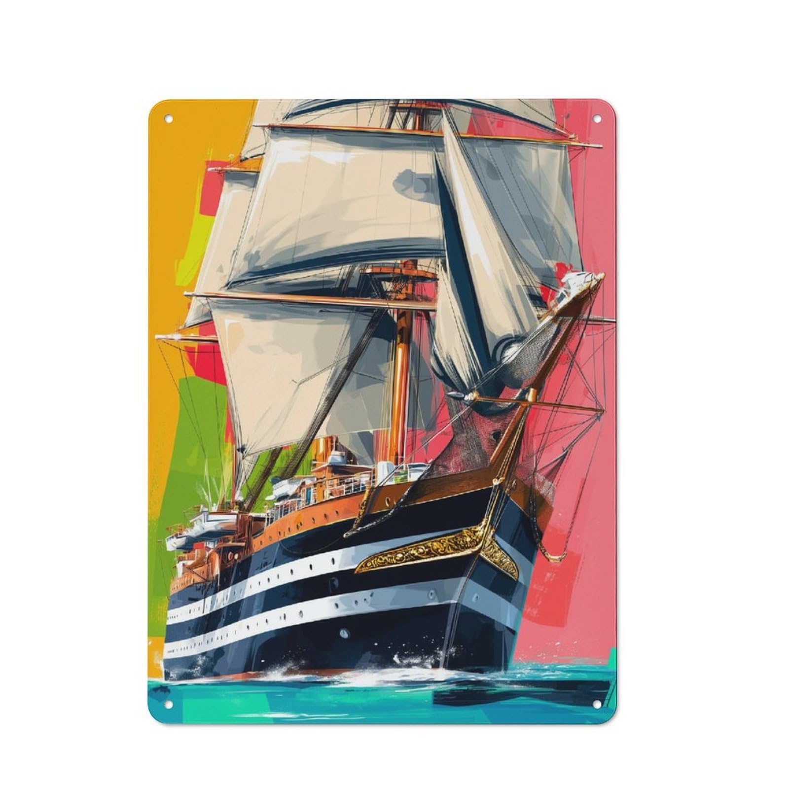 Junmoney Voyage Of The Grand Ship Vintage Tin Sign 40X30cm With For Garage Or Workshop, For Kitchen, Dining Room And Home Bar Wall Decor