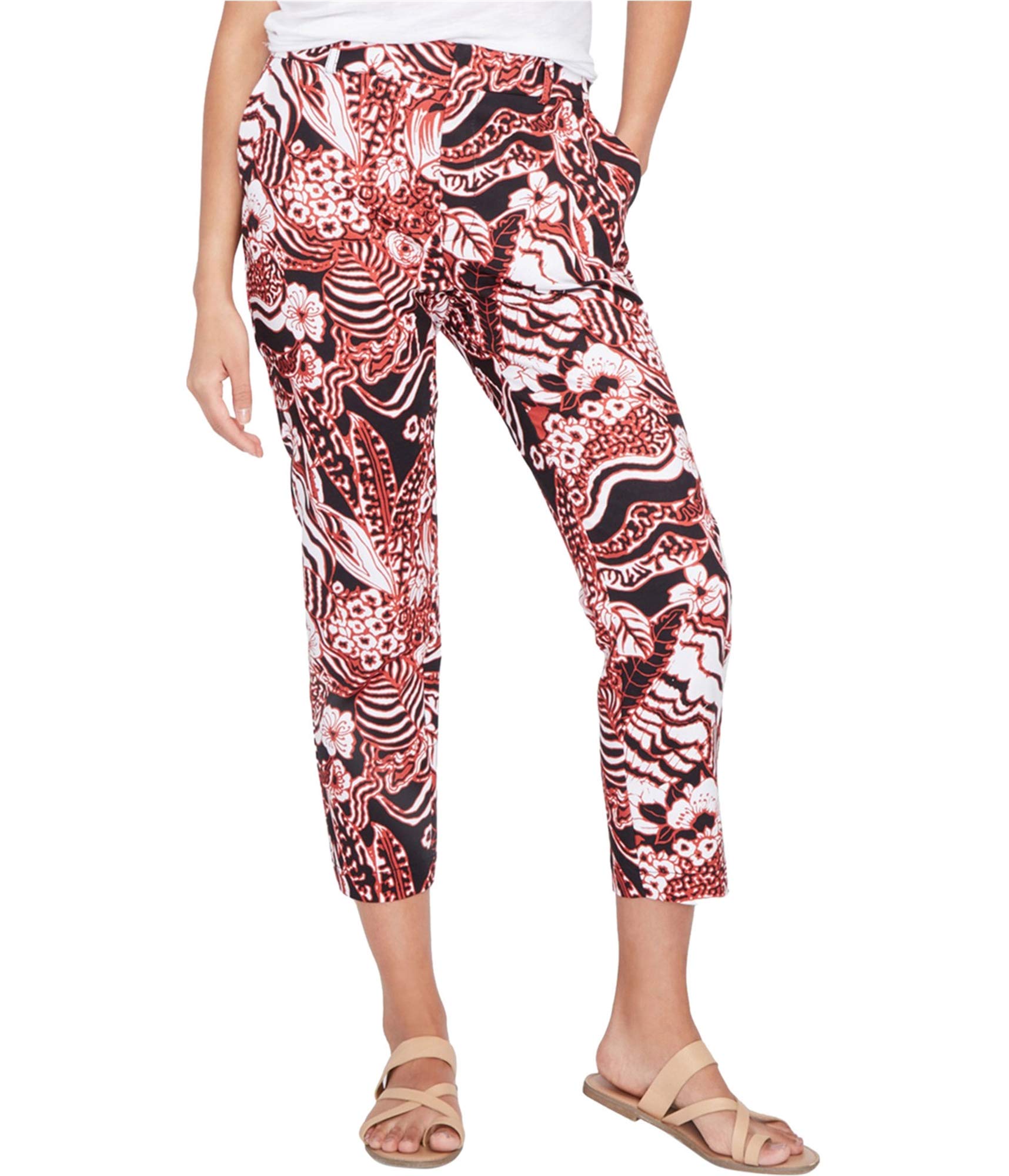 Rachel Roy Womens Printed Casual Cropped Pants Red 10 Short