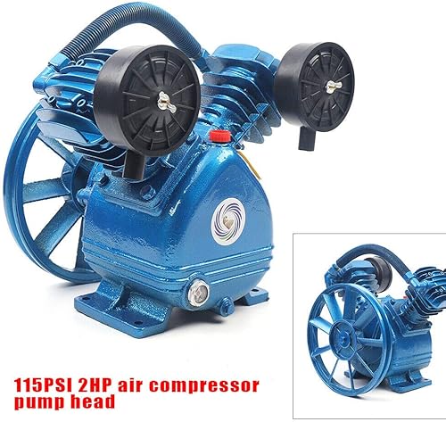 Miniatura 3 de Bomba de compresor de aire azul, doble cilindro, 2 pistones, estilo V, 2 HP, cabeza única para la industria química, procesamiento de alimentos y