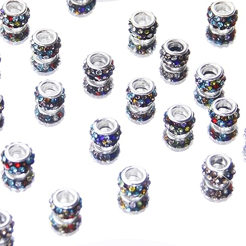 Vista 13 de 200 cuentas europeas de agujero grande – Mixcolor Lampwork Rhinestone Craft Beads para bricolaje pulseras joyería fabricación