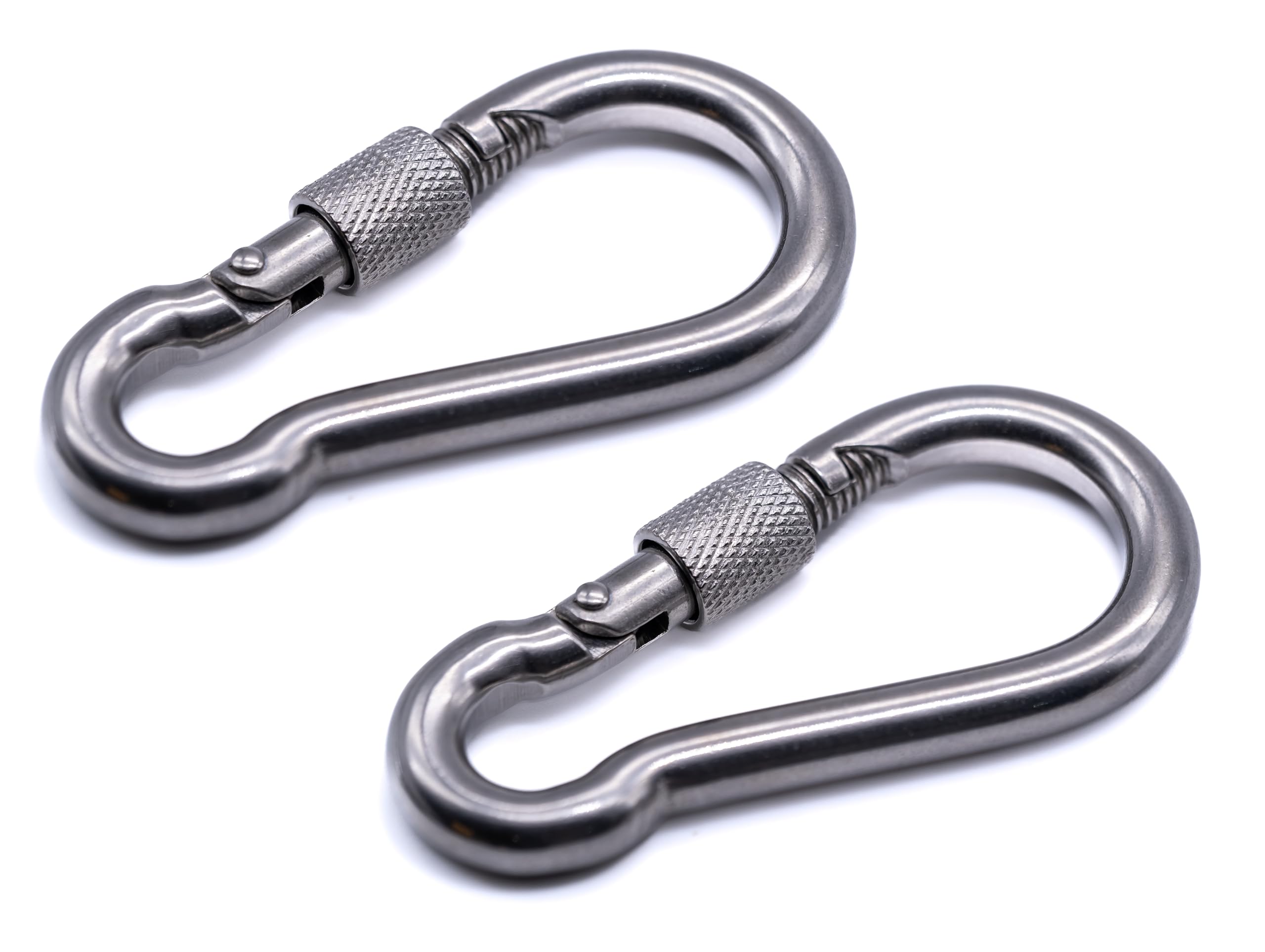 Pack of 2 - Carabiner snap hook with safety lock nut 316 A4 stainless steel marine grade non rust 50mm 60mm 70mm 80mm 100mm 120mm140mm (5mm x 50mm)