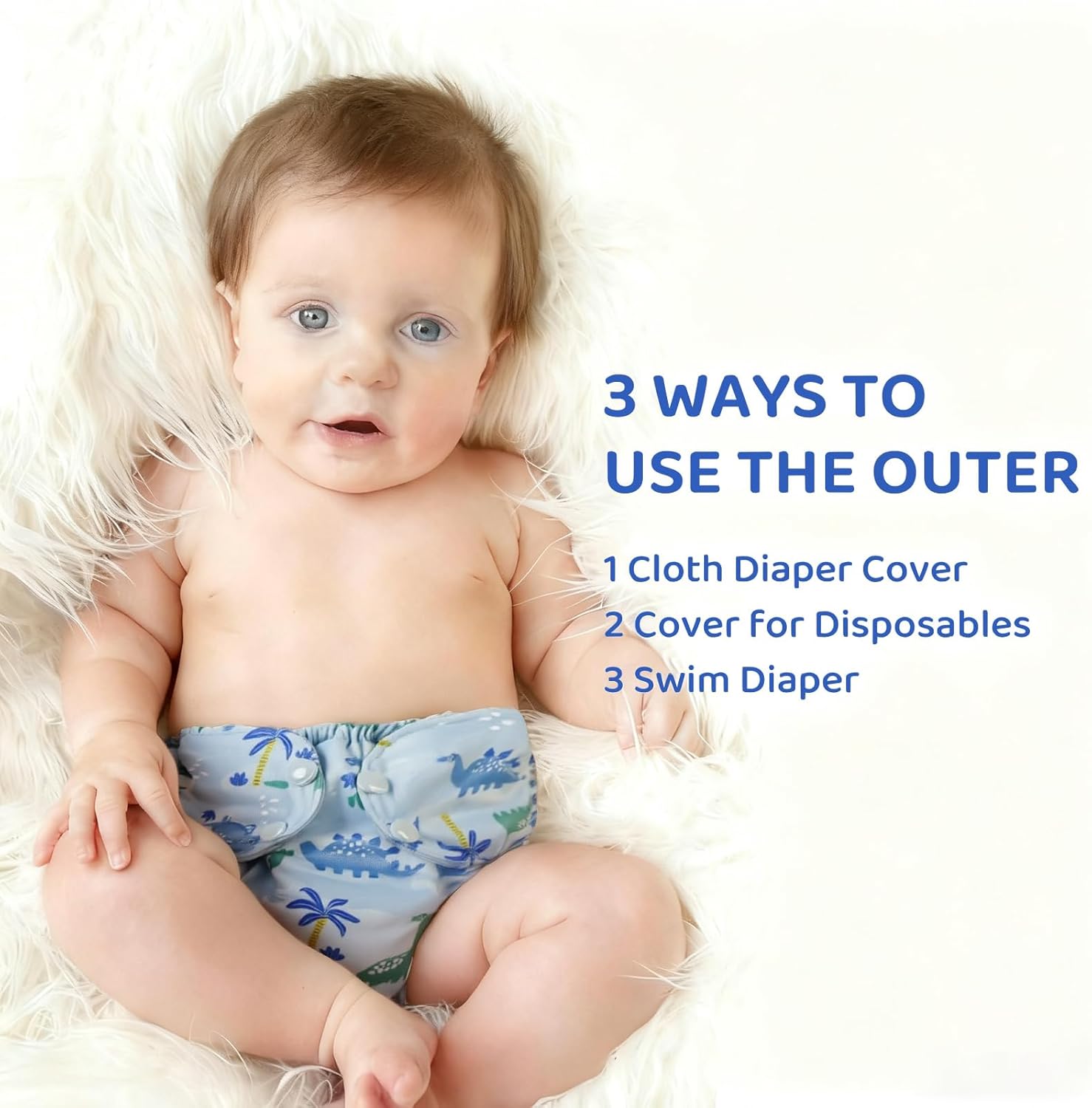 Waterproof Cloth Diaper Cover Reusable Swim Diaper - Adjustable Outer Shell Over an Absorbent Inner Layer to Prevent Urine Blowouts - Outer Flower, Size 1 (7-17lbs) - Image 4