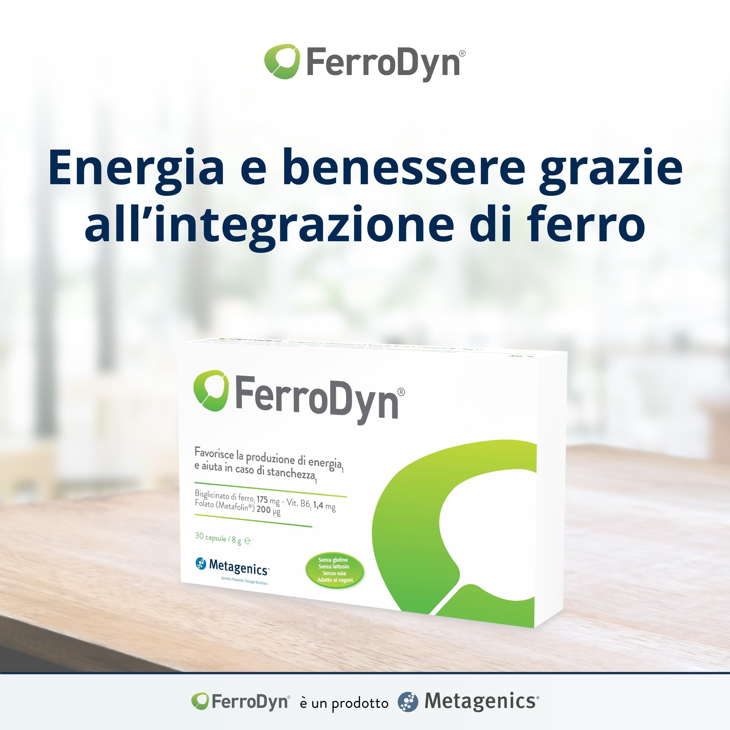 FerroDyn - Sostiene la Formazione dei Globuli Rossi e la Produzione di Energia - Utile in Caso di Affaticamento - 30 Capsule