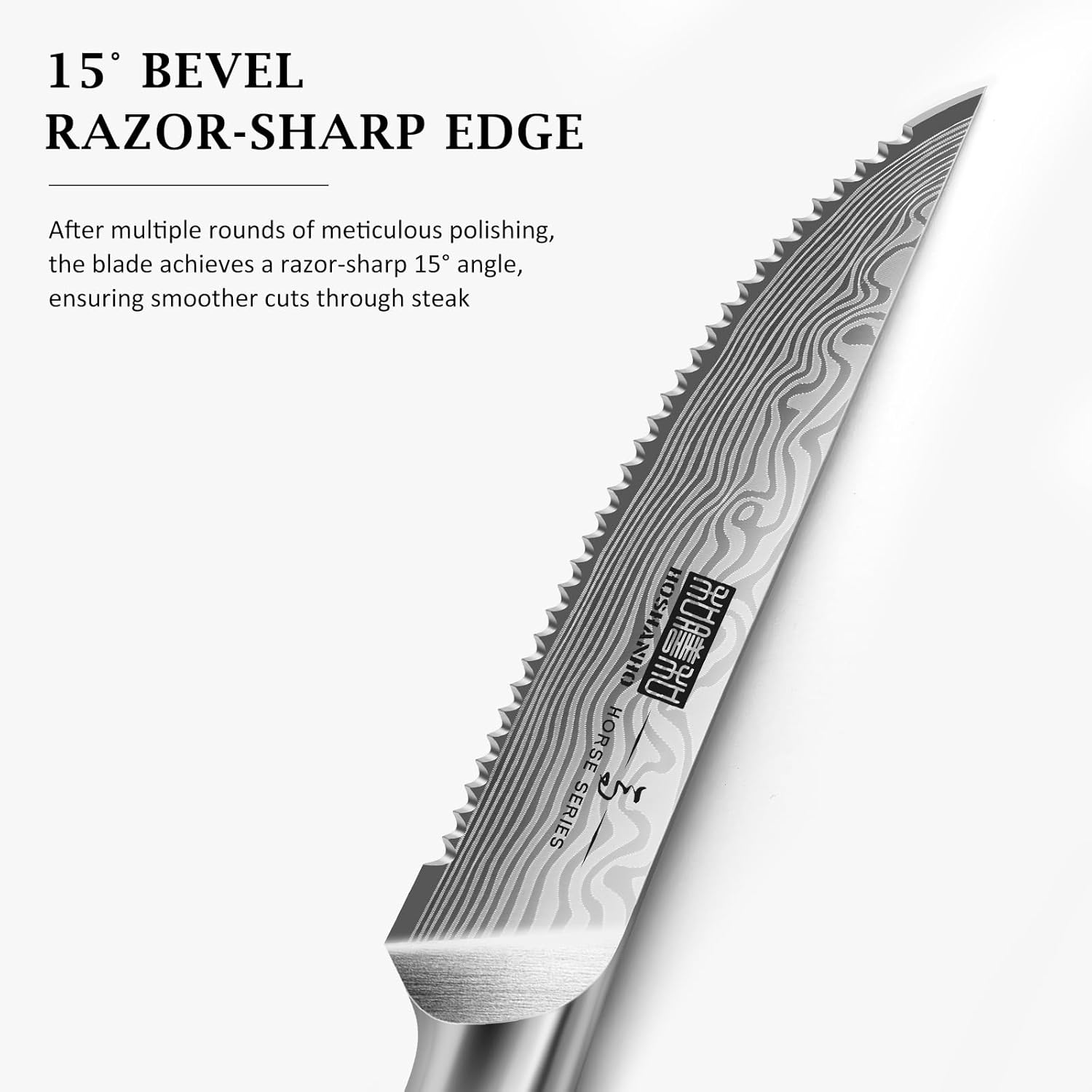HOSHANHO 7-Piece Serrated Steak Knife Set, 4.5 Inch Japanese High Carbon Steel Steak Knives Set with Block, Razor-Sharp Kitchen Dinner Knives with Ergonomic Pakkawood Handle