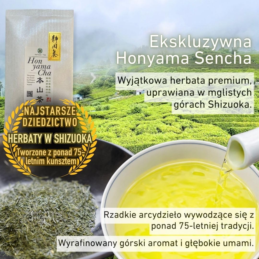 Daisan Tea Honyama Sencha – japońska zielona herbata liściasta premium z Shizuoki (100 g)
