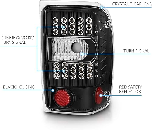 Miniatura 4 de AmeriLite Luces traseras de freno de repuesto LED negras para Ford Ranger 2001-2011 - lado del pasajero y del conductor