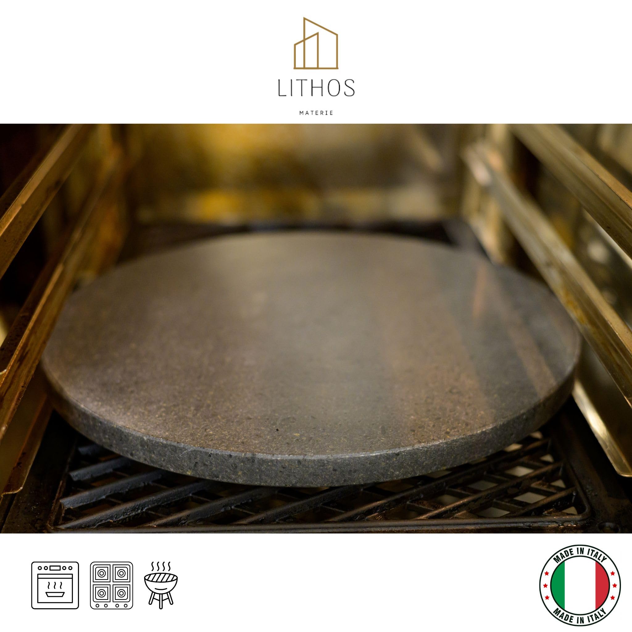 Petrantiqua® Piastra Refrattaria Rotonda Artigianale Barbecue In Pietra Lavica Etna Liscia Ruvida Da 2 E - 2