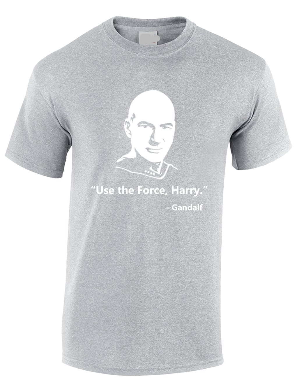Crown Designs Men's Grey Use The Force Harry - Gandalf Sci-Fi Mashup Funny Cool For & Teenagers T-Shirts Tops - /Large