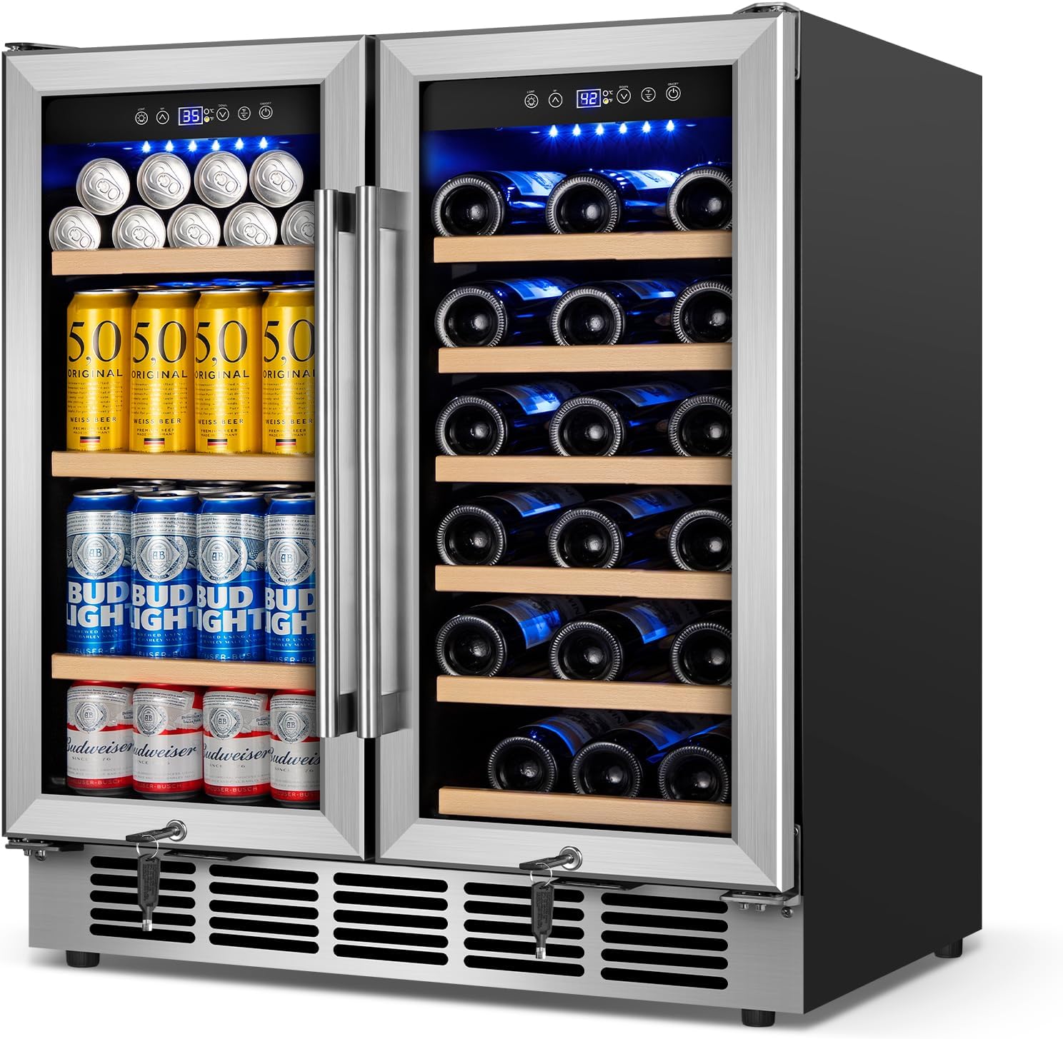 Summit SWBV3067B 30"" Dual Zone Beverage Center with 5.8 cu