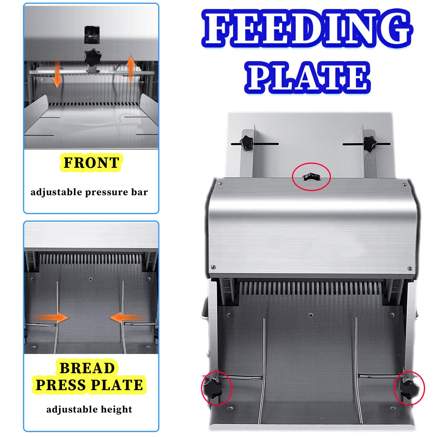 Affettatrice Professionale per Toast, affettatrice per Pane in Acciaio Inox, affettatrice per panetteria con Ingresso e Uscita Regolabili, per Uso Commerciale Quotidiano 220V