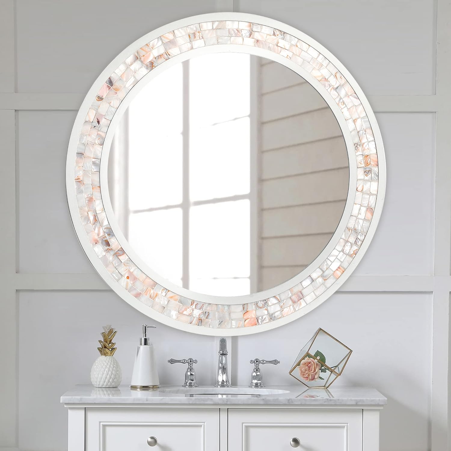 Amazon.com: Tanmicoshomy Round Wall Mirror 30 Inch, White Circle Mirror ...
