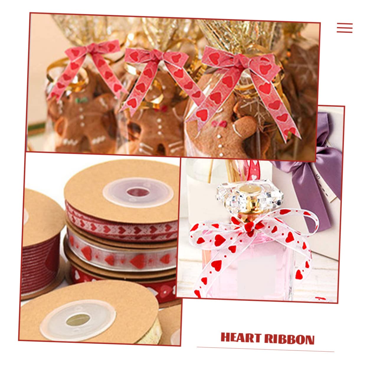 VILLCASE 3 Sätze Valentinstag Banddekor Valentinstag Bänder Aufkleber Bögen Herz Valentinsgrüße Verpackungsband Sackleinen Liebe Strasssteine Stift Hochzeitsband Gold Polyester 3 Rollen * 3