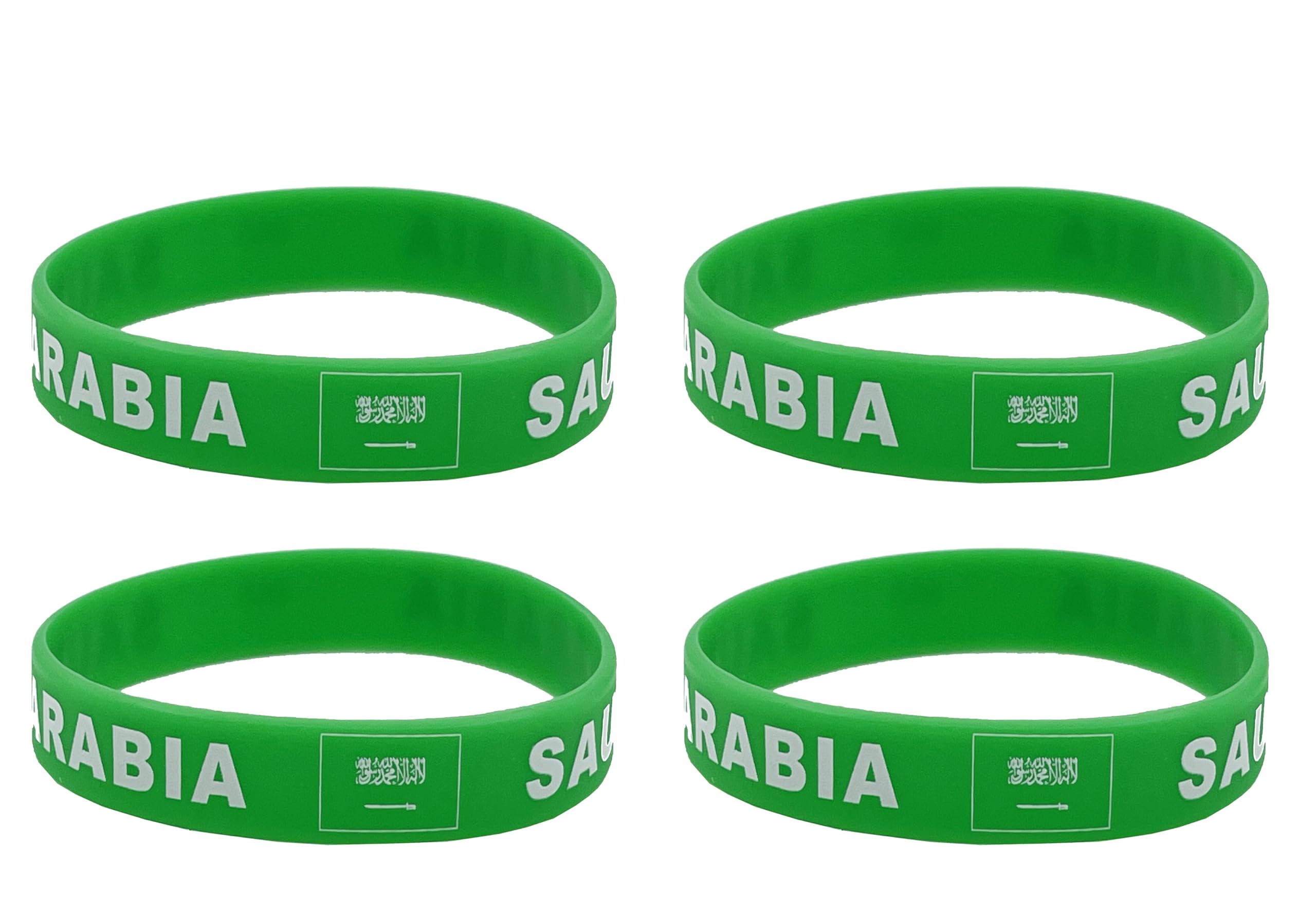 4 Pcs Saudi Arabia Saudi Arabian Country Flag Rubber Bracelets, National Flag Silicone Bracelet, Rubber Wristbands Patriotic Decorations Gift
