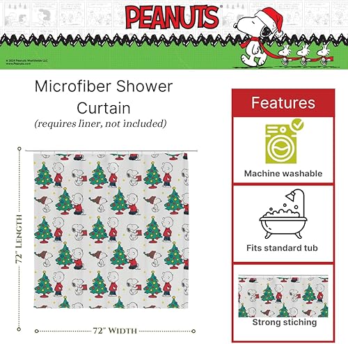 Miniatura 134 de Franco Juego de cortina de ducha y anillos de 13 piezas de Peanuts (producto 100% oficial)