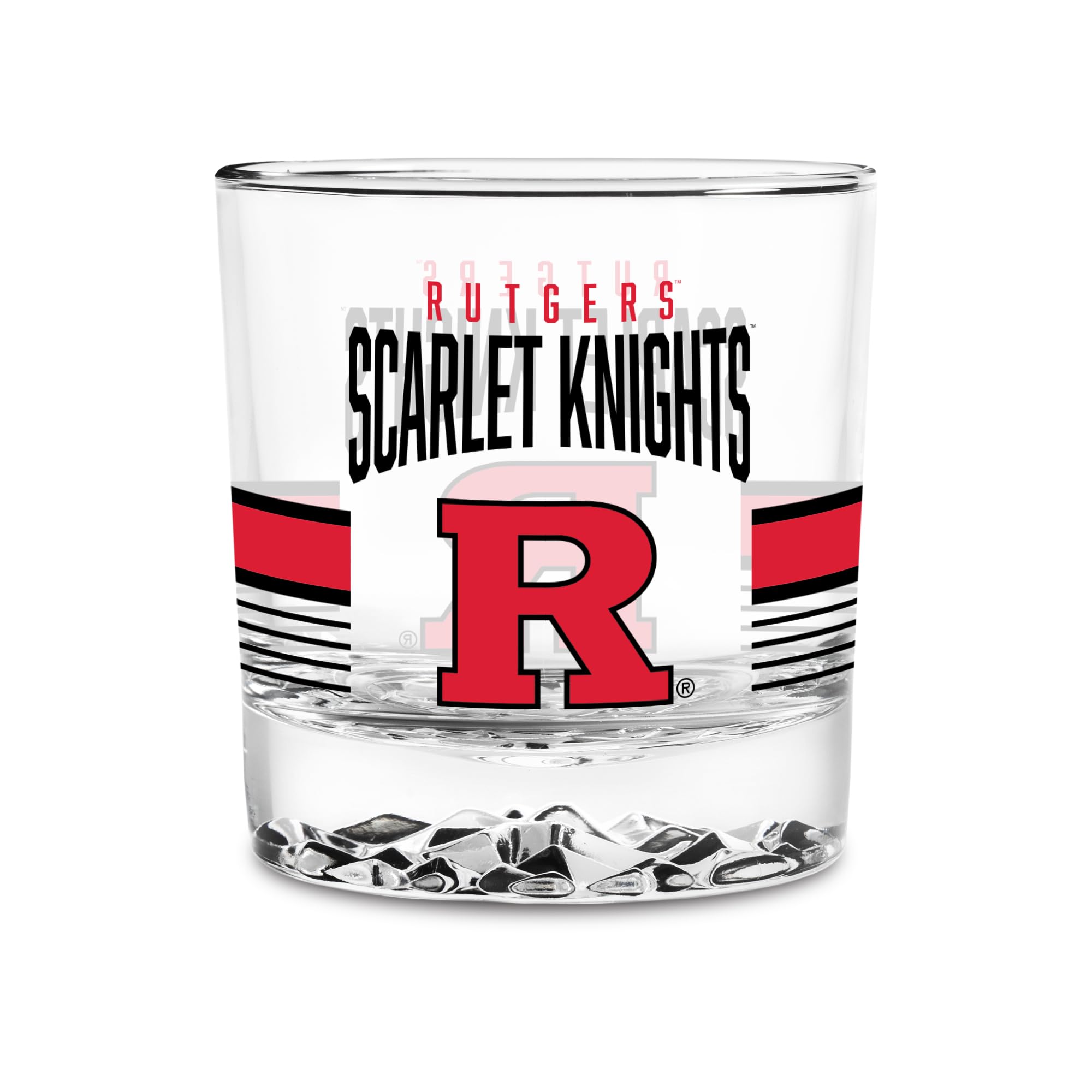 Rico Industries Team Color Ncaa Rutgers Scarlet Knights Standard 11.5Oz Rocks Glass – Heavy Base Clear Glass Tumbler, Durable Whiskey Cocktail Drinking Glass For Home Bar, Kitchen, Or Entertaining
