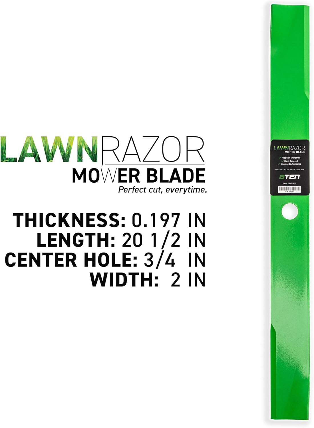 8TEN LawnRAZOR Mower Blade Set for John Deere 261 400 420 430 60 inch Deck AM35557 M112847 M48452 050350 (Medium-Lift)