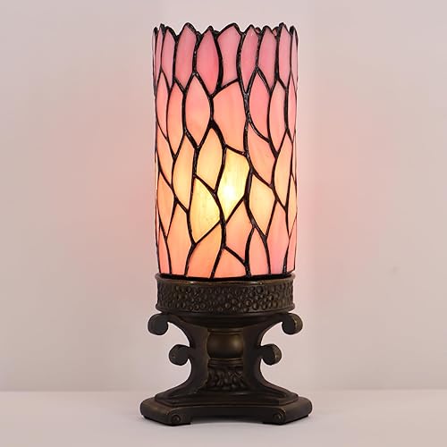 Miniatura 4 de Pequeña lámpara Tiffany Mini lámpara de mesa de vitral, vela de escritorio, luz nocturna, base de resina de bronce, 4 pulgadas de profundidad x 4