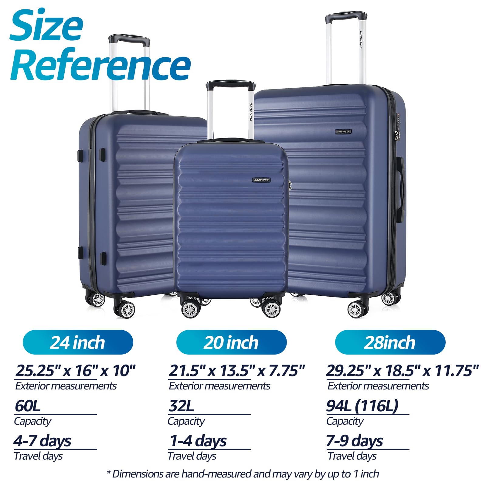 Goodluggluggage Set With Spinner Wheels And Tsa Lock Pieces