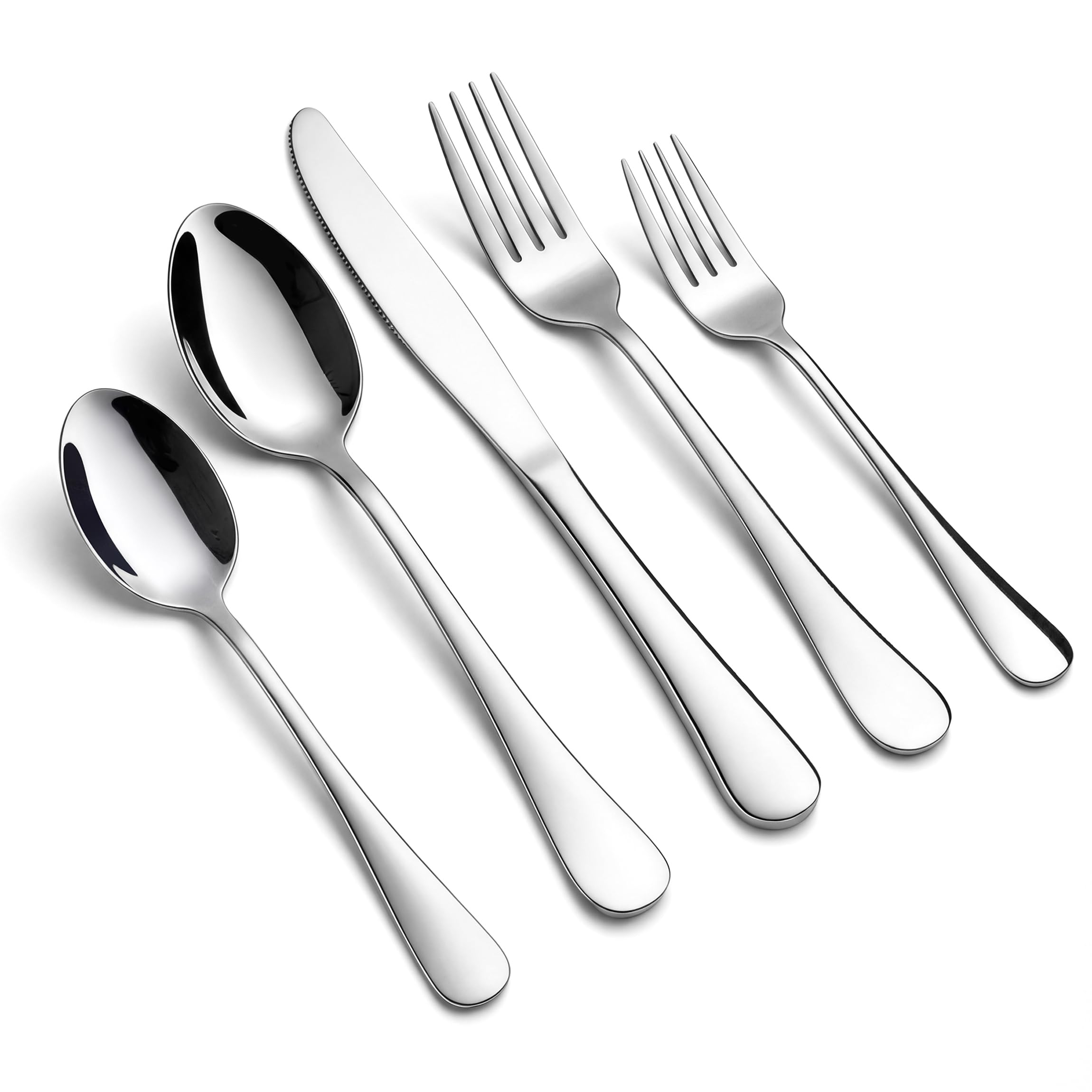 LIANYU 68-Piece Silverware Set with Serving Pieces Service for 12 30-Piece Set Silver