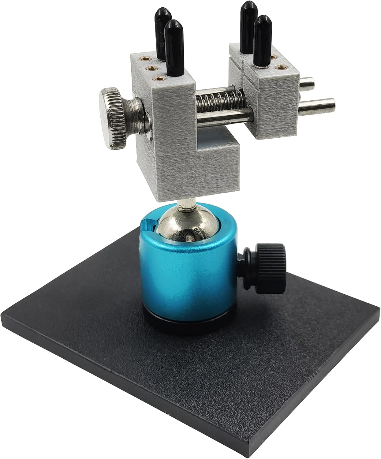 Mini Vise Tabletop Clamp for Model Building & Gunpla - 360° Rotating Spherical Base, Universal Bench Vice with 4 Columns for Irregular Shapes - Precision Tool for Jewelry Making & Crafts, Blue