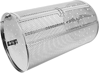 Stainless Steel Rotating Roaster Drum for Air Fryer and Oven 12-inch Grill Basket for Nuts Chestnuts BBQ Accessories Easy to Use Kitchen Tool
