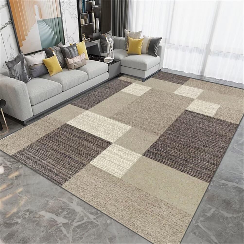 Tapis de chambre ado 180x250cm grand tapis ville enfant marron confortable