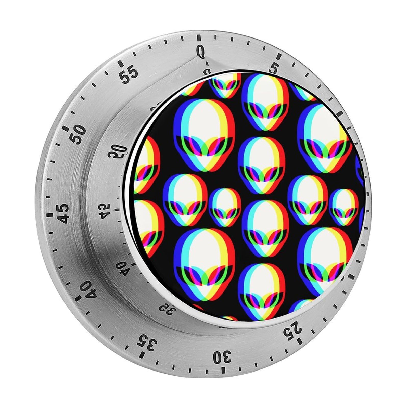 Trippy Aliens Pattern Circular Rotating Timer, Suitable for Kitchen and Bedroom