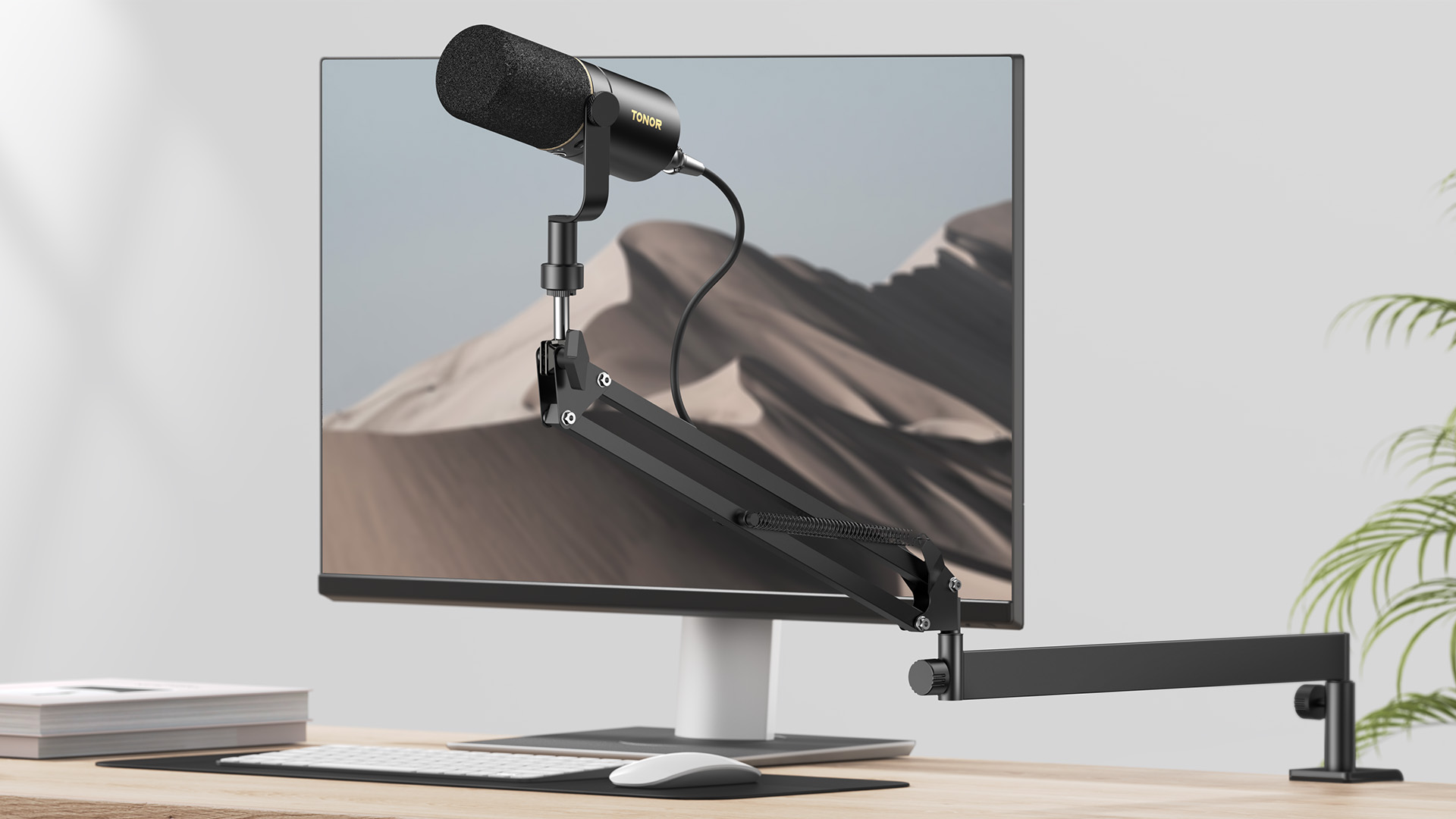 Blue Yeti Microphone TONOR RGB Gaming Mic Arm, Low Profile