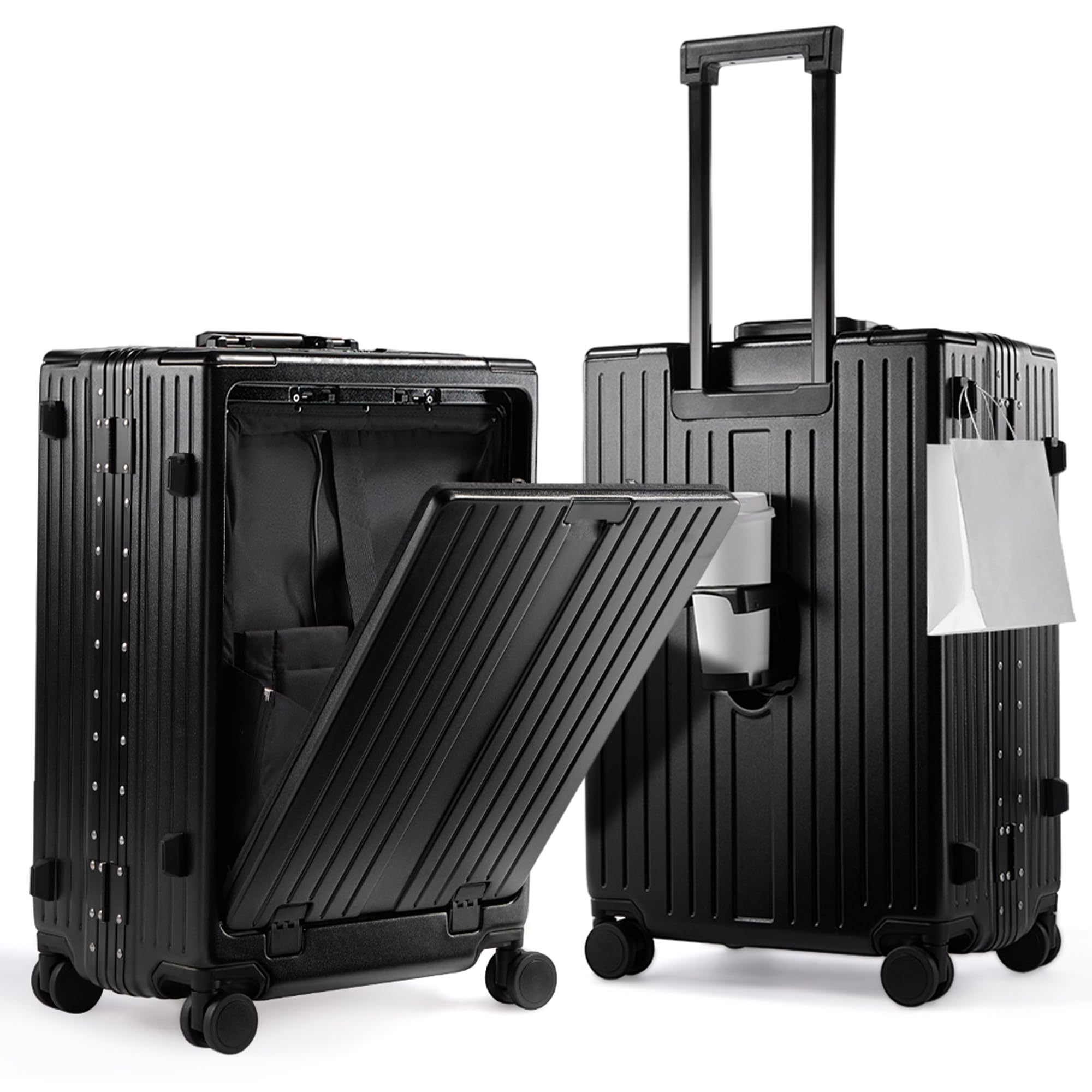 UrbanExplorer 24 Inch Check-In Aluminum Frame Luggage ABS PC Hard Shell Suitcases with Spinner Wheels TSA Approved Checked