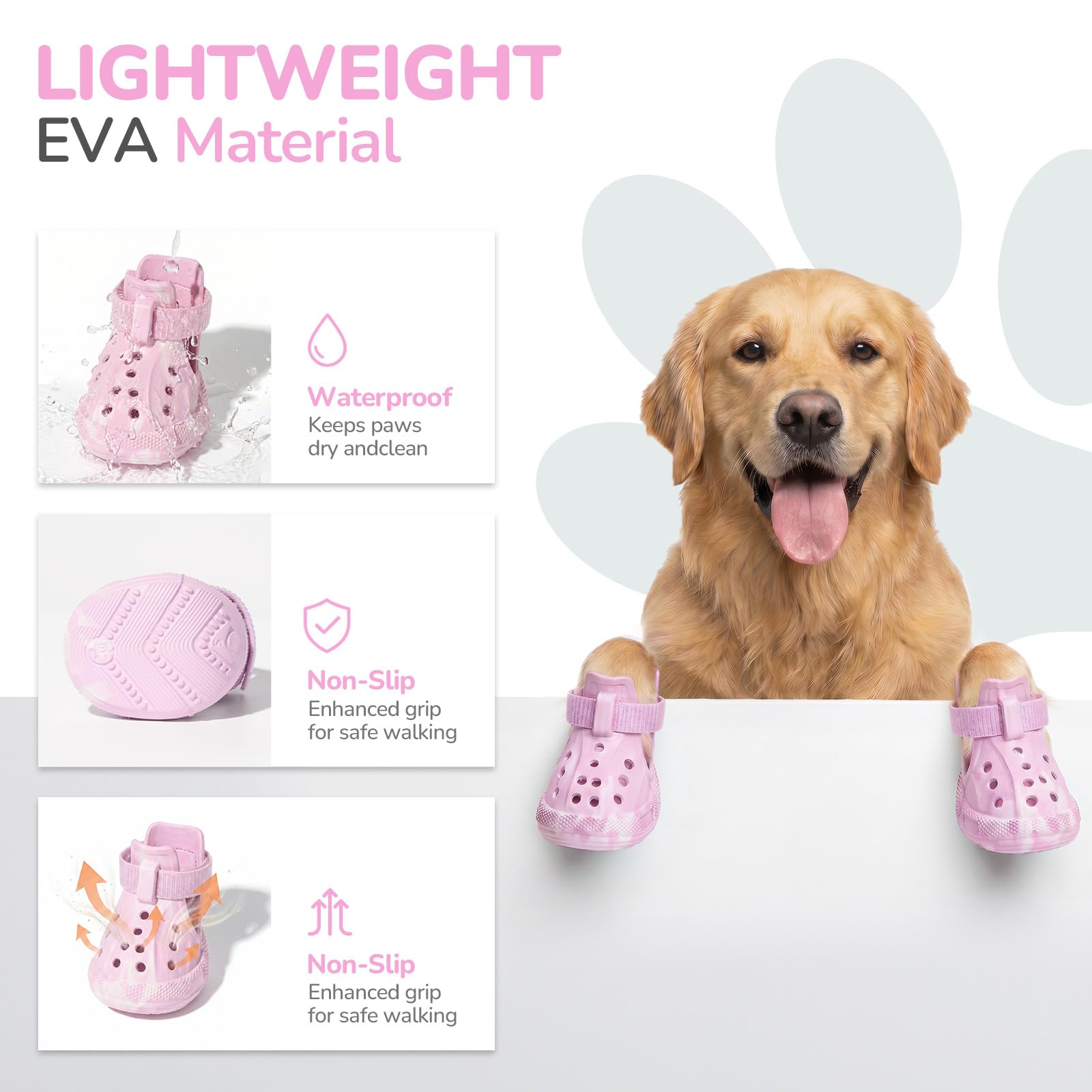 Hundeschuhe Sommer Pfotenschutz Outdoor Hundestiefel Hundesandalen Atmungsaktiv Dog Shoes rutschfest Hundeschuhe mit Verstellbare Reflektorstreife für kleine mittlere große Hunde Rosa Gr.8
