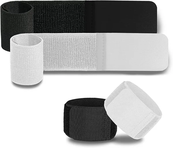 MOTSPO 4PCS Soccer Shin Guard Straps for Kids Youth Adult, Shin Pad Holders, Shinguard Stays, Lightweight & Adjustable, Black & White