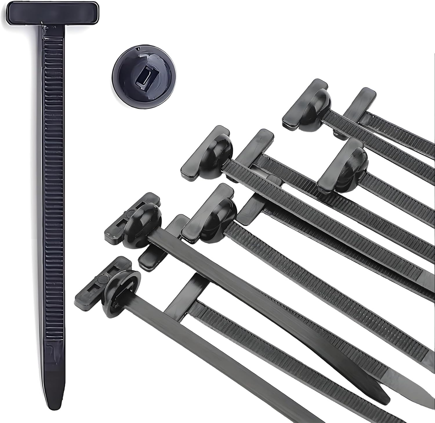 50PCS Nylon Universal Cable Tie Buckle, Heavy Duty Self-Locking Zip Tie Clips with Pin and Button Lock