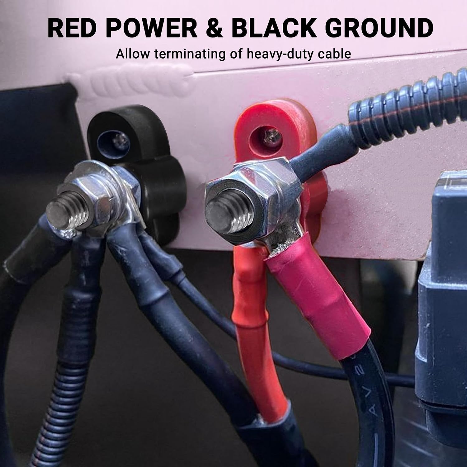 1/4" Single Stud Battery Junction Posts Adapter Heavy-Duty Stainless Steel 12V Power Distribution Block Kit - 2 Pairs