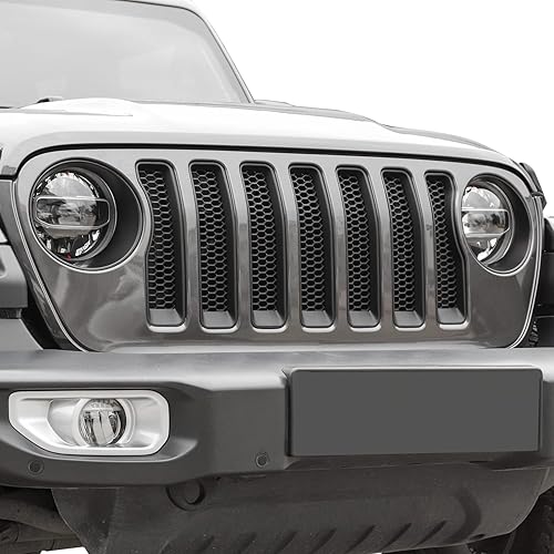 JeCar Insertos para parrilla delantera y cubierta de faro delantero, accesorios exteriores compatibles con Jeep Wrangler 2018-2023 JL & Unlimited