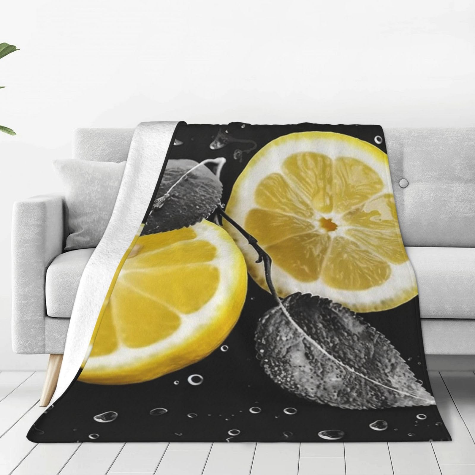Couverture flanelle légère idée cadeau femme originale motif citron
