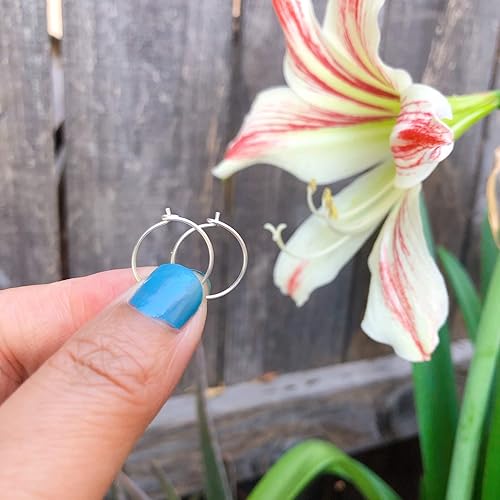 Miniatura 41 de Aretes de aro pequeños y finos para mujer, chapados en oro de 14 quilates o plata de ley, aretes de aro de oro hipoalergénicos ligeros Chapado