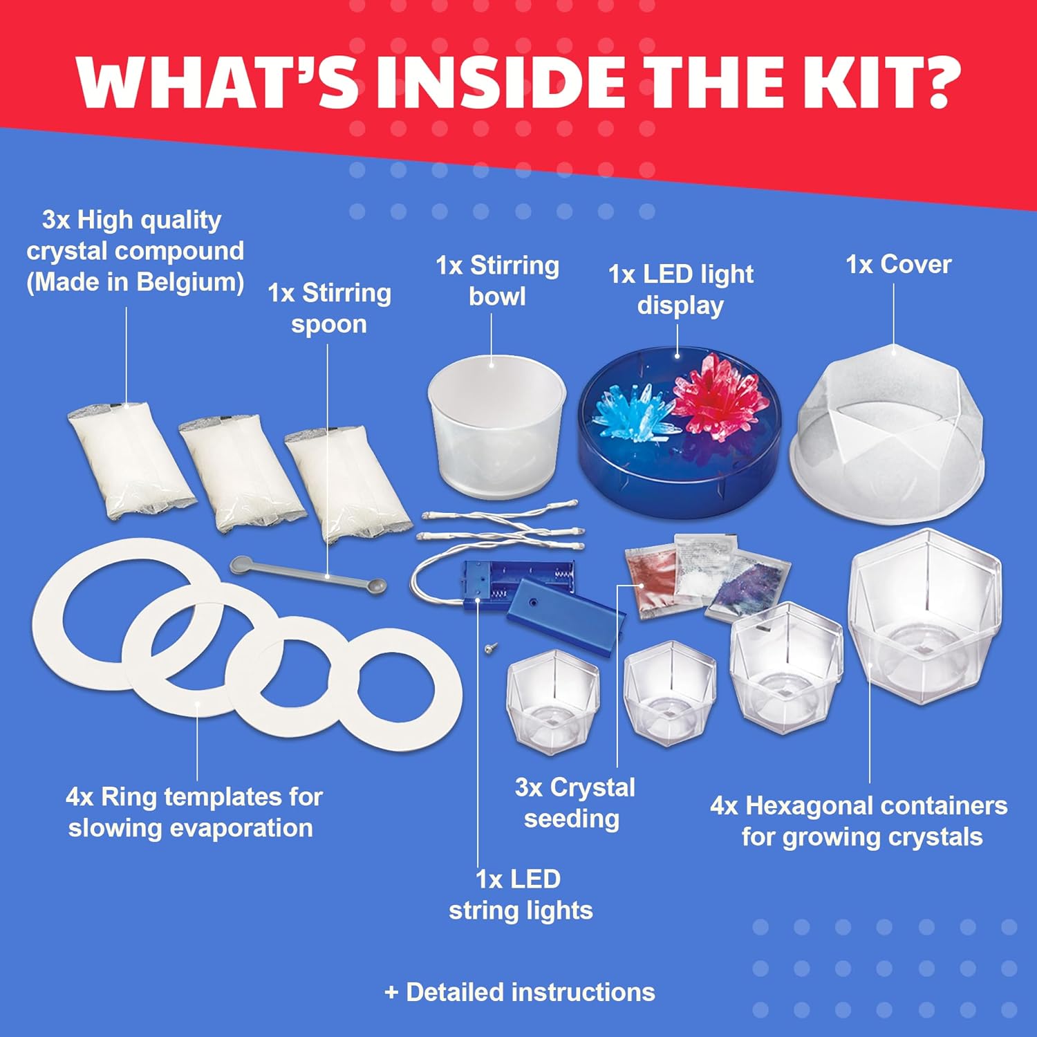 Crystal Growing - Colour Changing Crystals Light - Crystal Growing Kit with LED Lights, STEM Kits Learning for Kids, Create Unique Designs and Vibrant Displays, Safe Non-Toxic Materials - Image 4