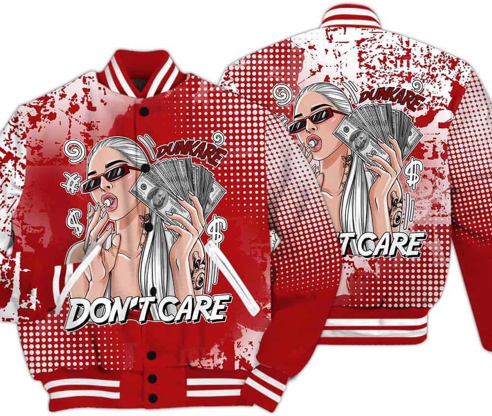 Dunkare Red Taxi 12s Varsity Jacket, Streetwear Varsity Jacket, IDC Unique Glitch Dot Varsity Jacket Unisex