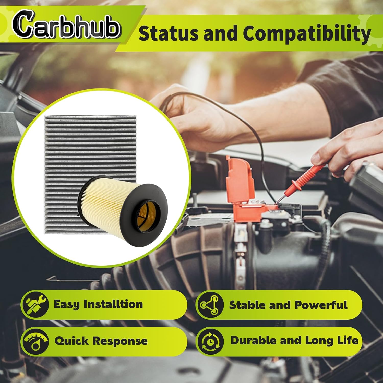 Carbhub Engine & Cabin Air Filter Compatible with Ford Escape 2013-2019 Focus 2012-2018 Transit Connect 2014-2016 for Lincoln MKC 2015-2019 Replace CA11114 CF11920 7M519601AC
