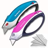 Box Cutter Retractable Utility Knife - Heavy Duty Box Cutter Knife Cardboard Cutter - Box Opener Razor Blades Utility Knife - Box Knife Carpet Cutter with 5 Sharp Blades